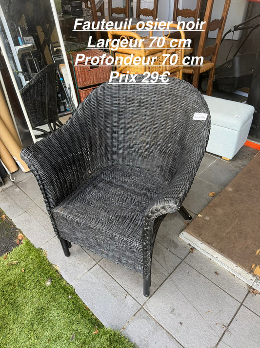 Fauteuil osier noir