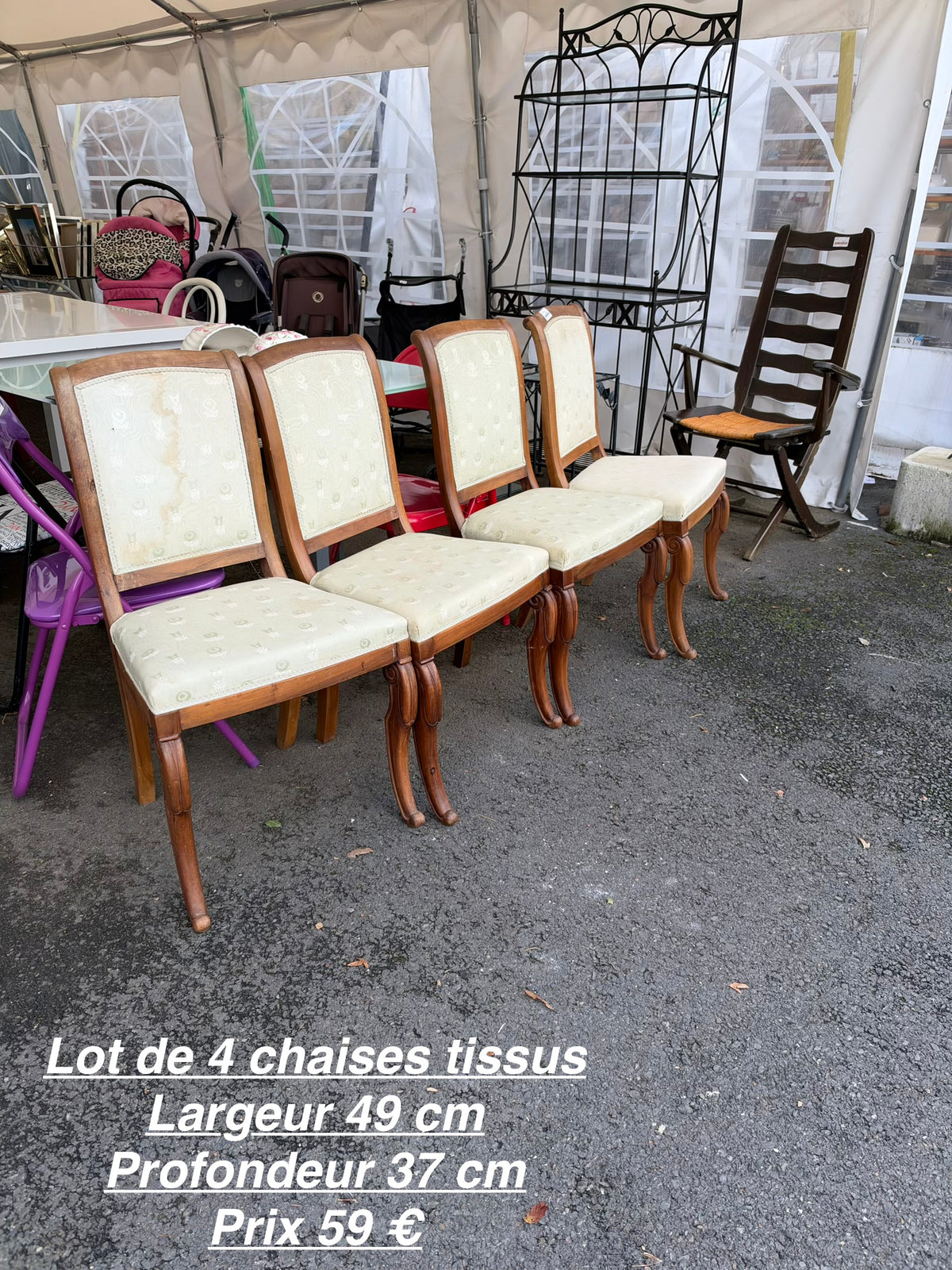 Lot de 4 chaises tissu 069594