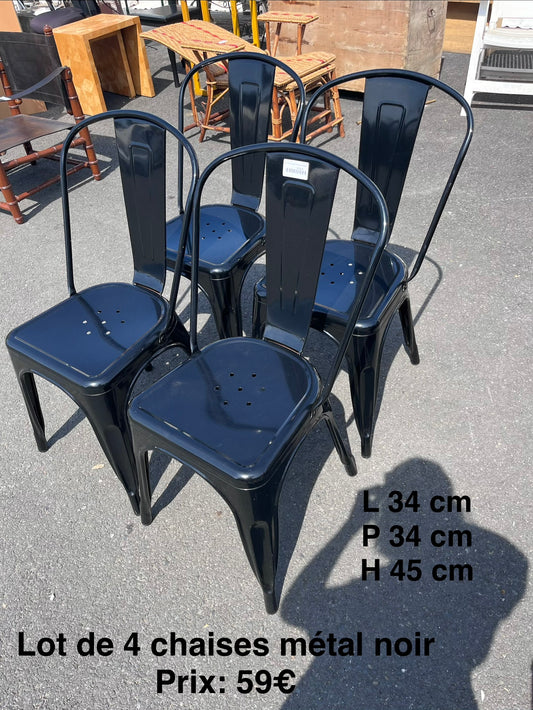 Lot de 4 chaises metals noires 063800