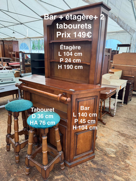 Bar + étagère + 2 tabourets 057411
