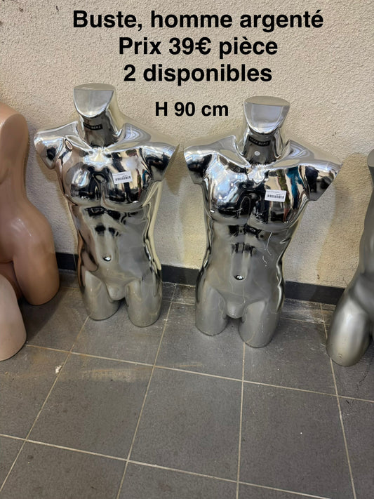 Buste homme argenté 062245