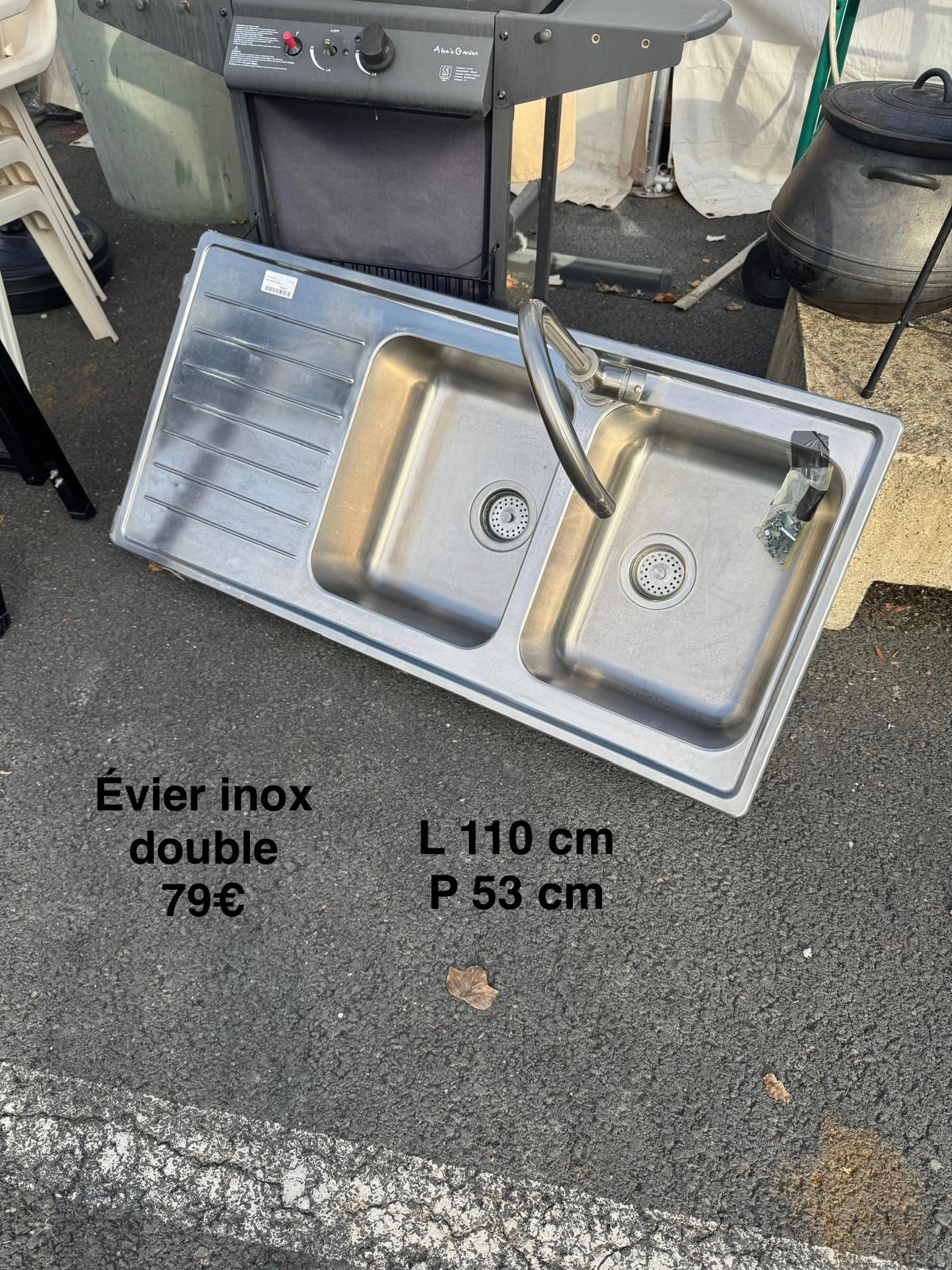 Évier inox double 068233