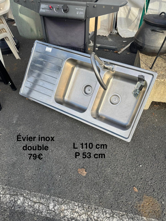Évier inox double 068233