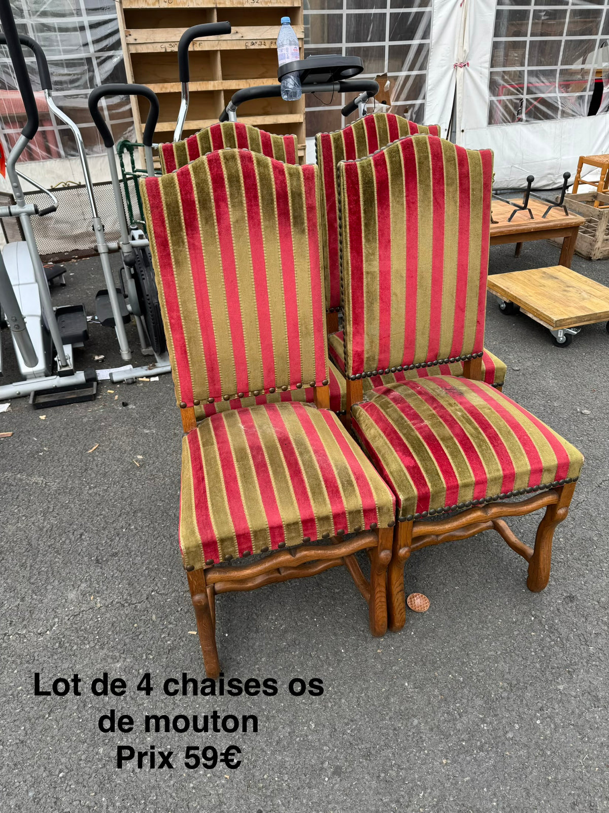 Lot de 4 chaises os de mouton 068798