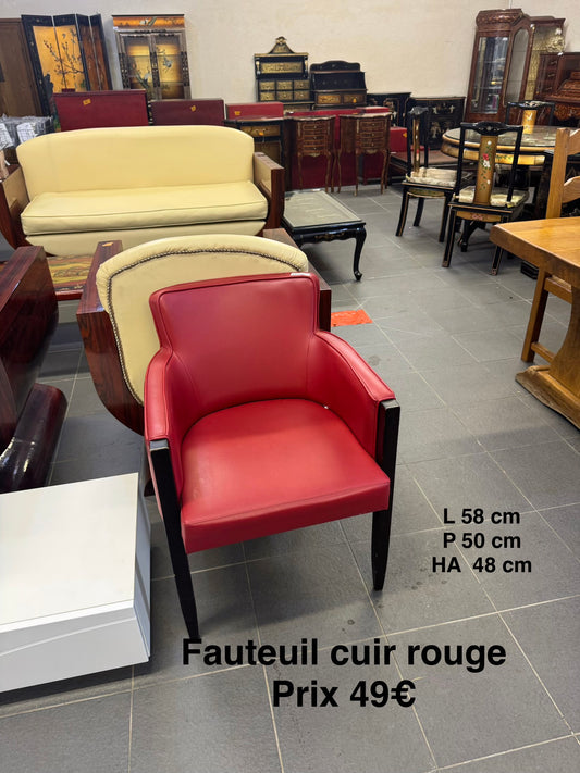 Fauteuil cuir rouge 050003