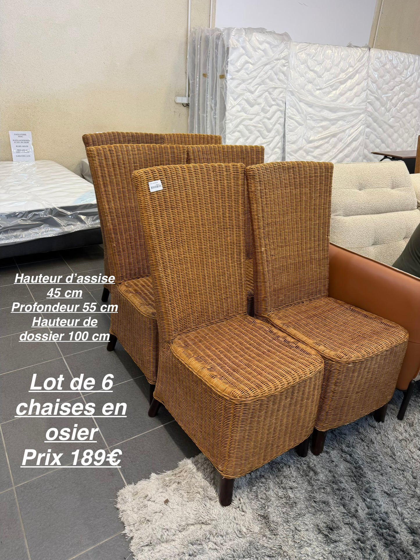 Lot de 6 chaises en osier 062790