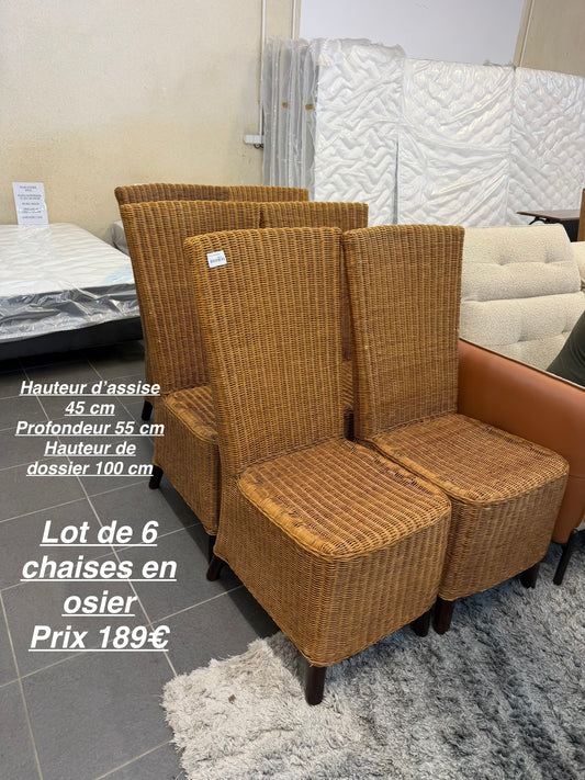 Lot de 6 chaises en osier 062790