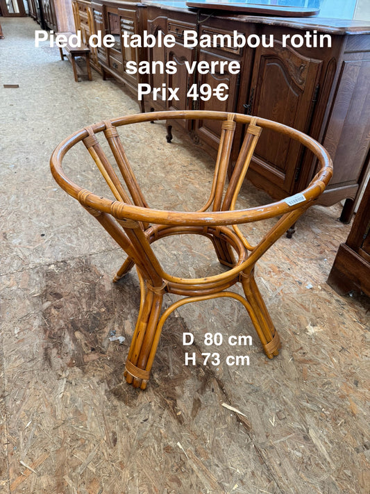 Pied de table bambou, rotin sans verre 048392