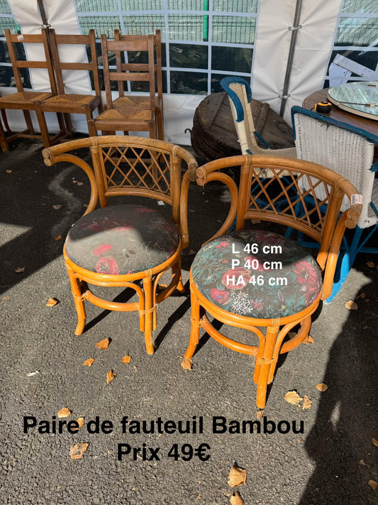 Paire de fauteuils Bambou 049397