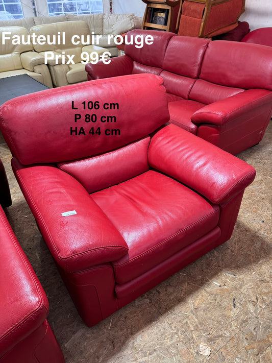 Fauteuil cuir rouge 053065