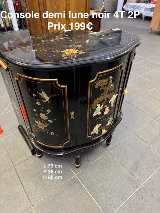 Console demi lune noir 4T 2P 048481