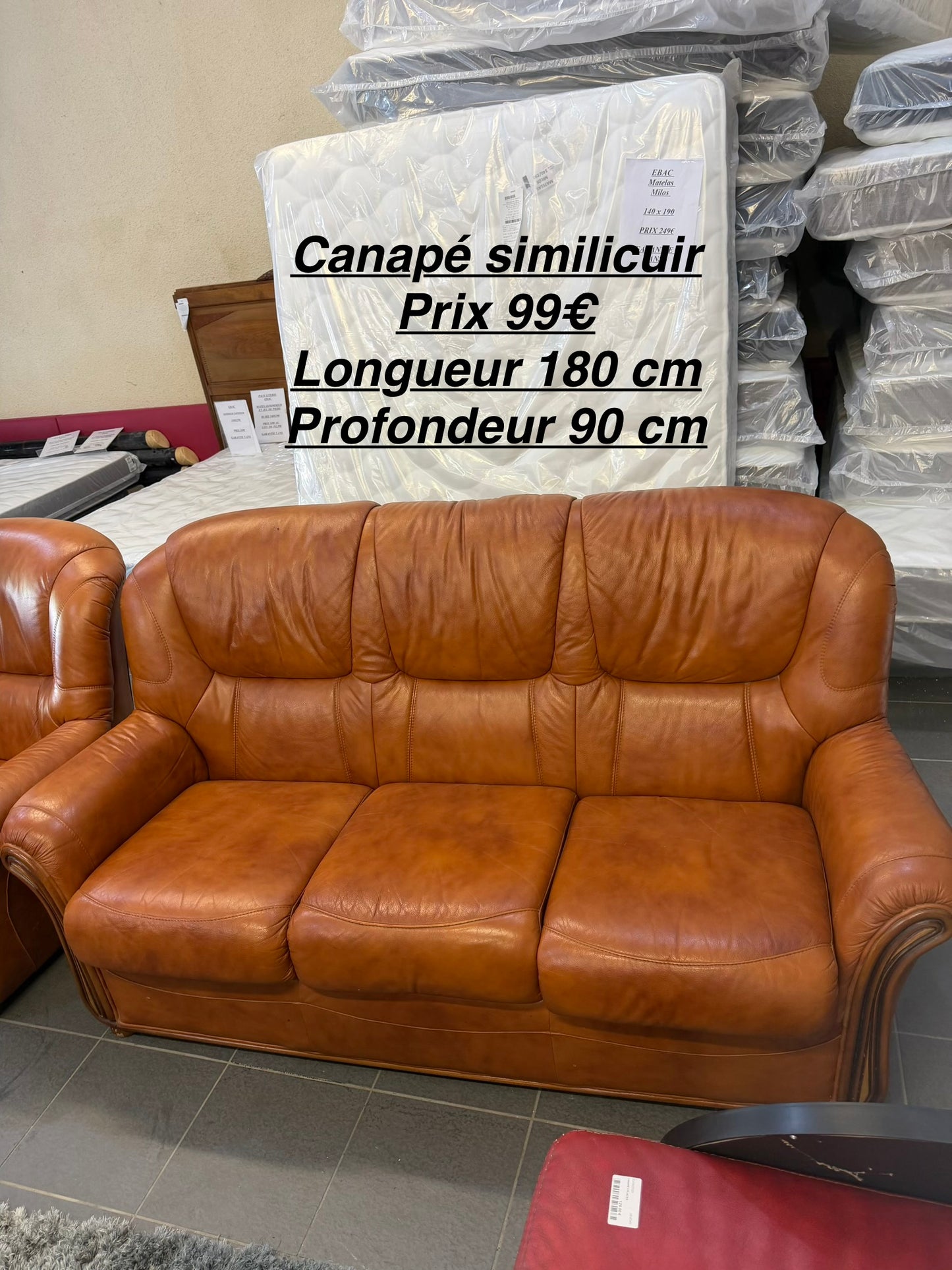 Canapé similicuir 3 places 064238
