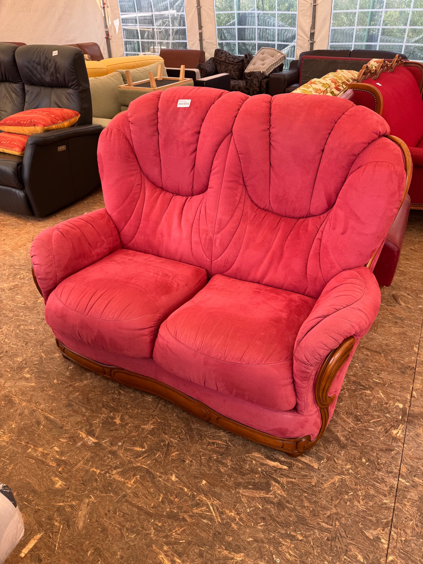 Canapé tissu rouge 058456