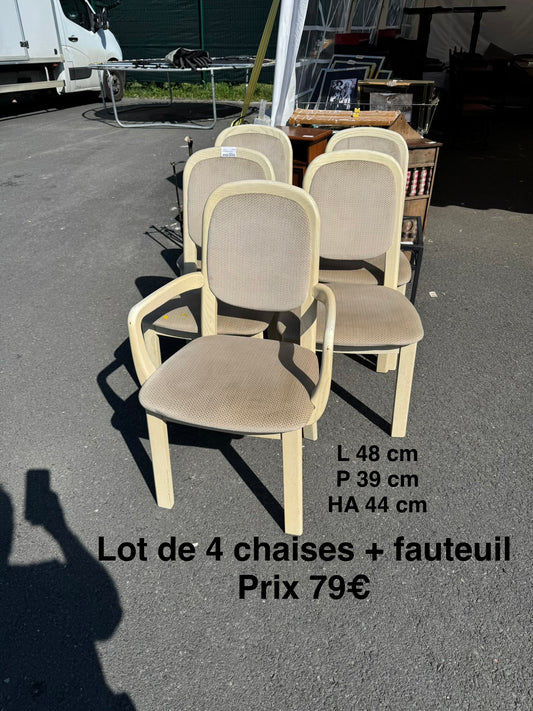 Lot de 4 chaises + fauteuil 063416