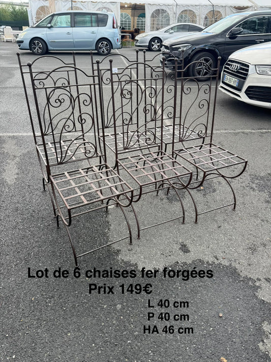 Lot de 6 chaises fer forgées 069132