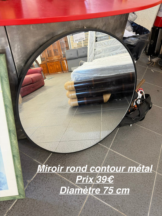 Miroir rond contour métal 064197