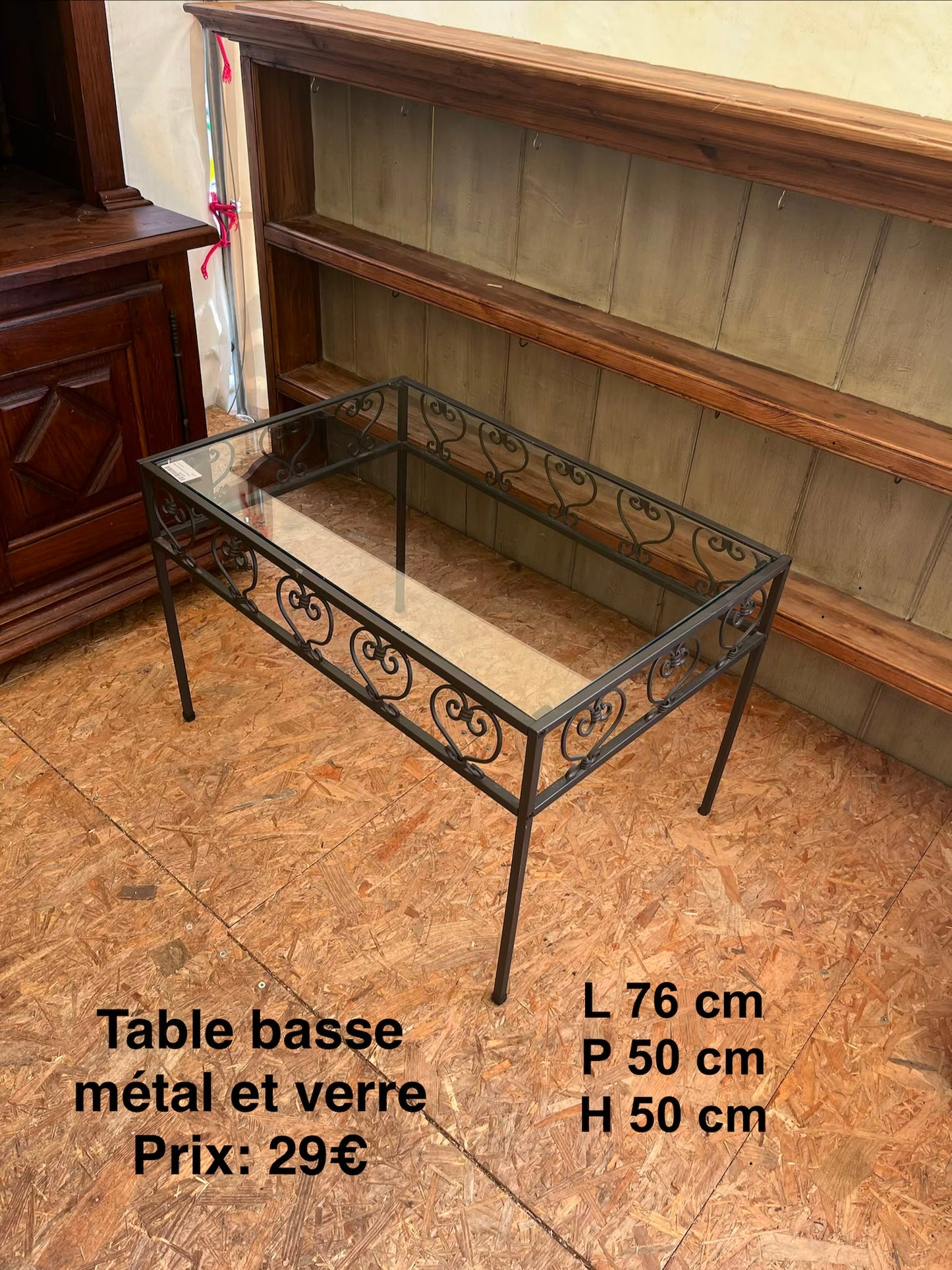 Table basse métal verre 066837