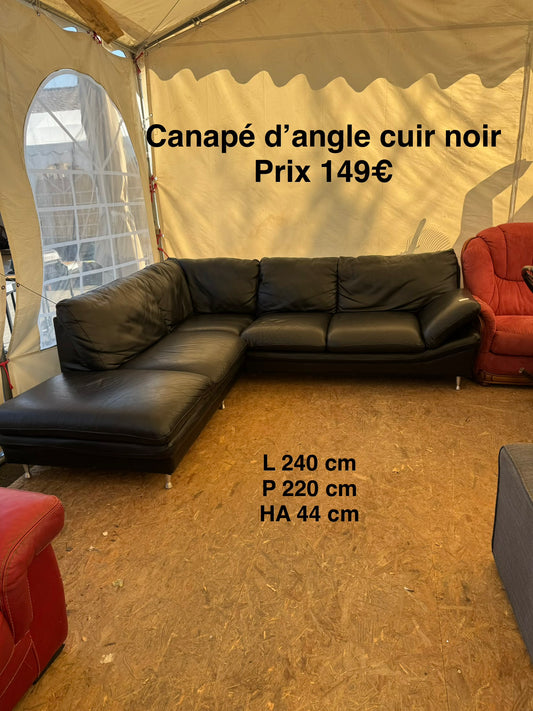 Canapé d’angle cuir noir 064489