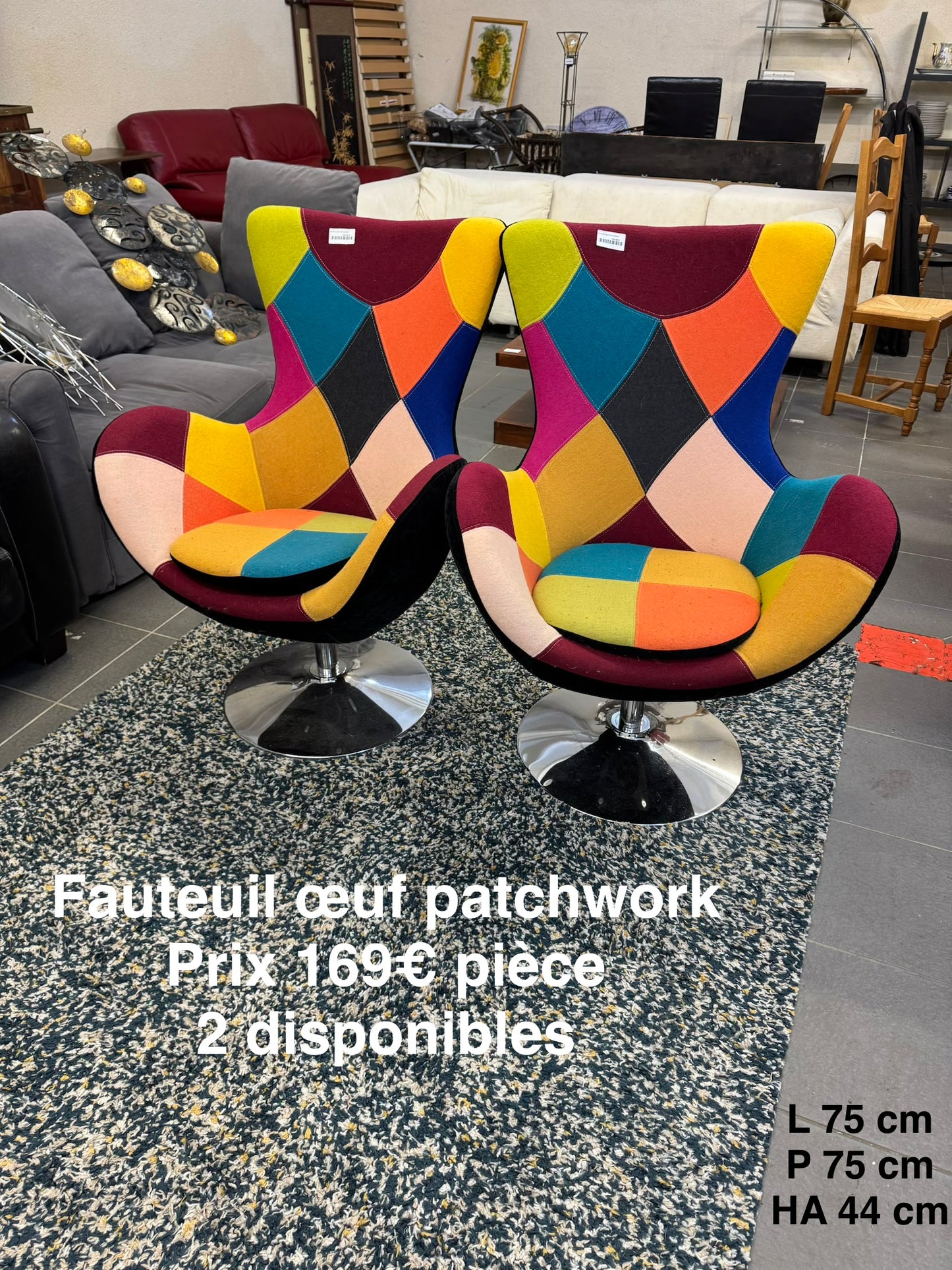 Fauteuil œuf patchwork 062715