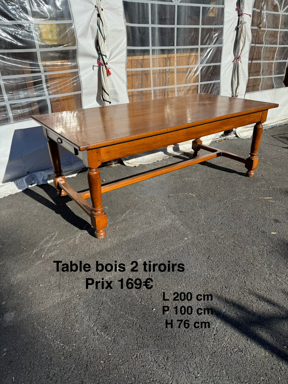 Table bois 2 tiroirs 068585