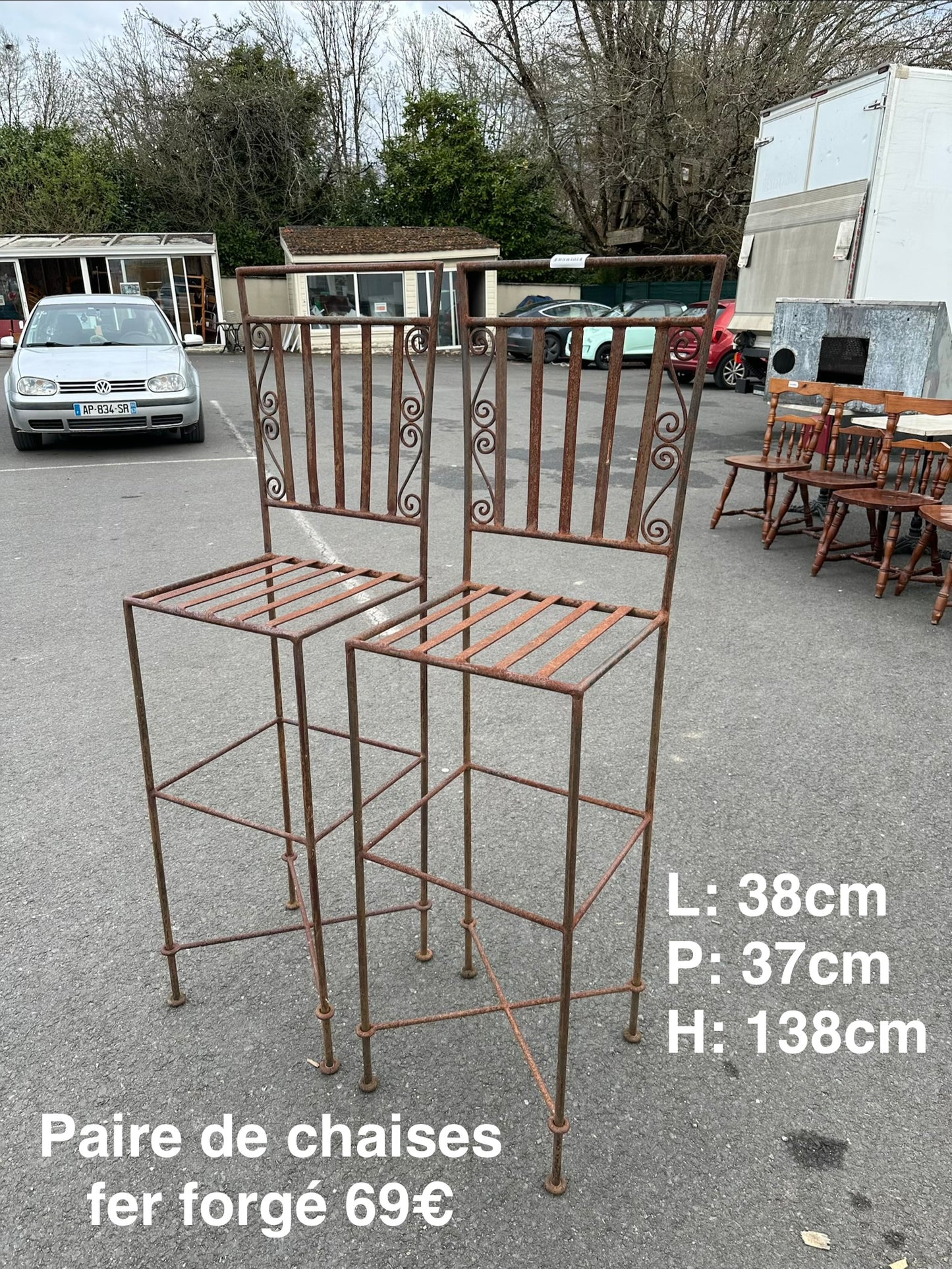 Paire de chaises fer forgé 058355