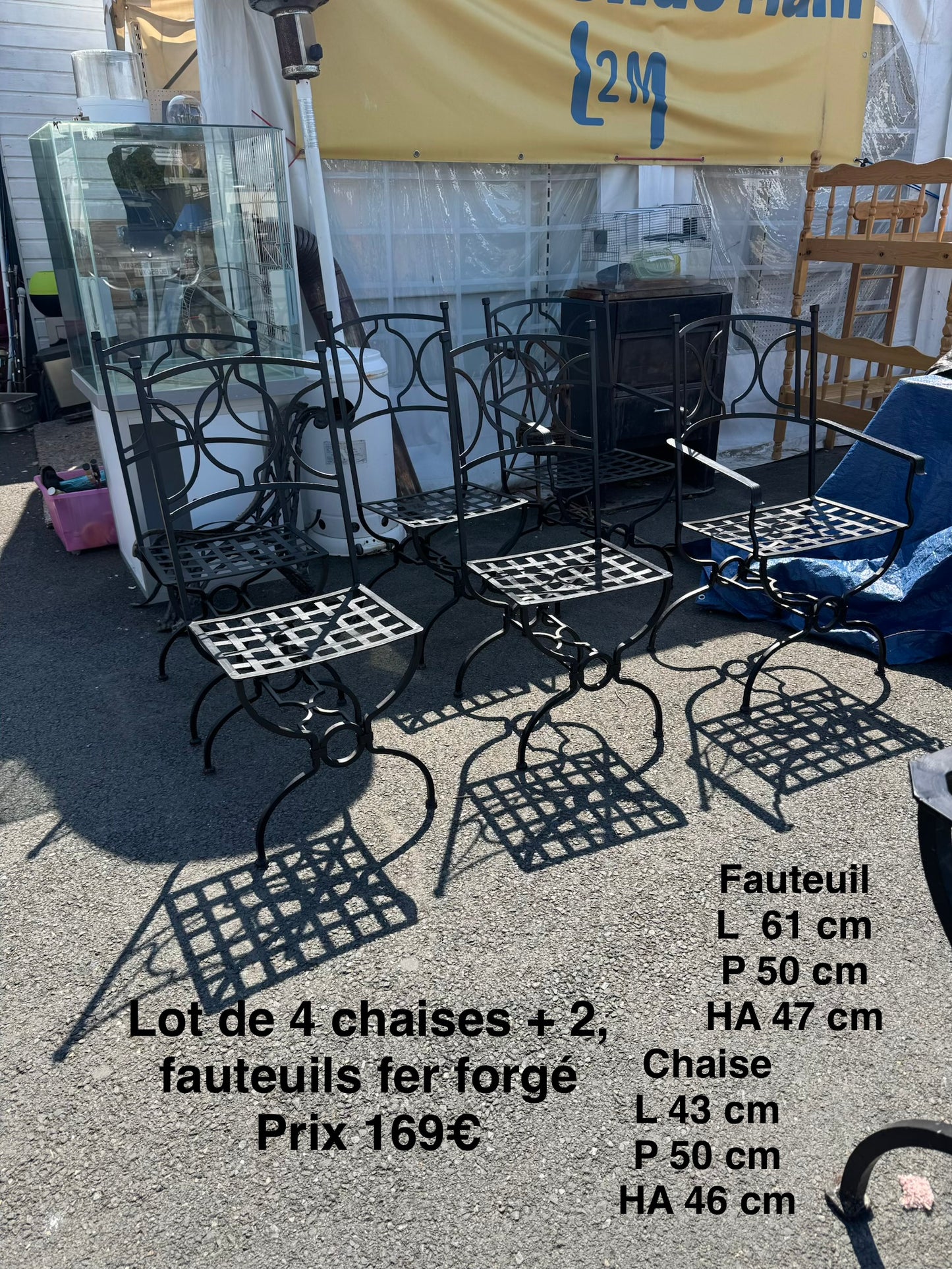 Lot 4 chaises + 2 fauteuils fer forgé 064436
