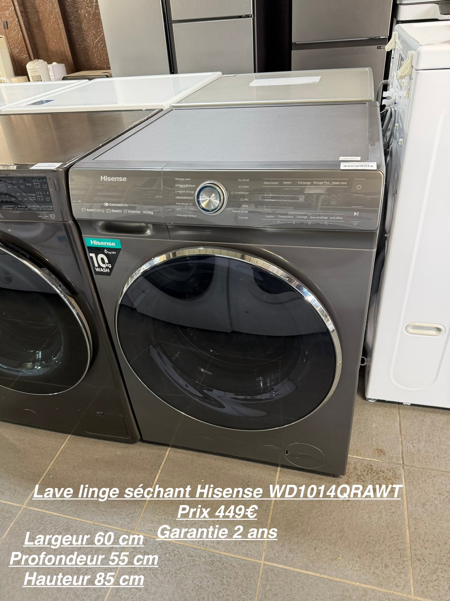 Lave linge séchant 10 kg Hisense WD1014QRAWT 060189