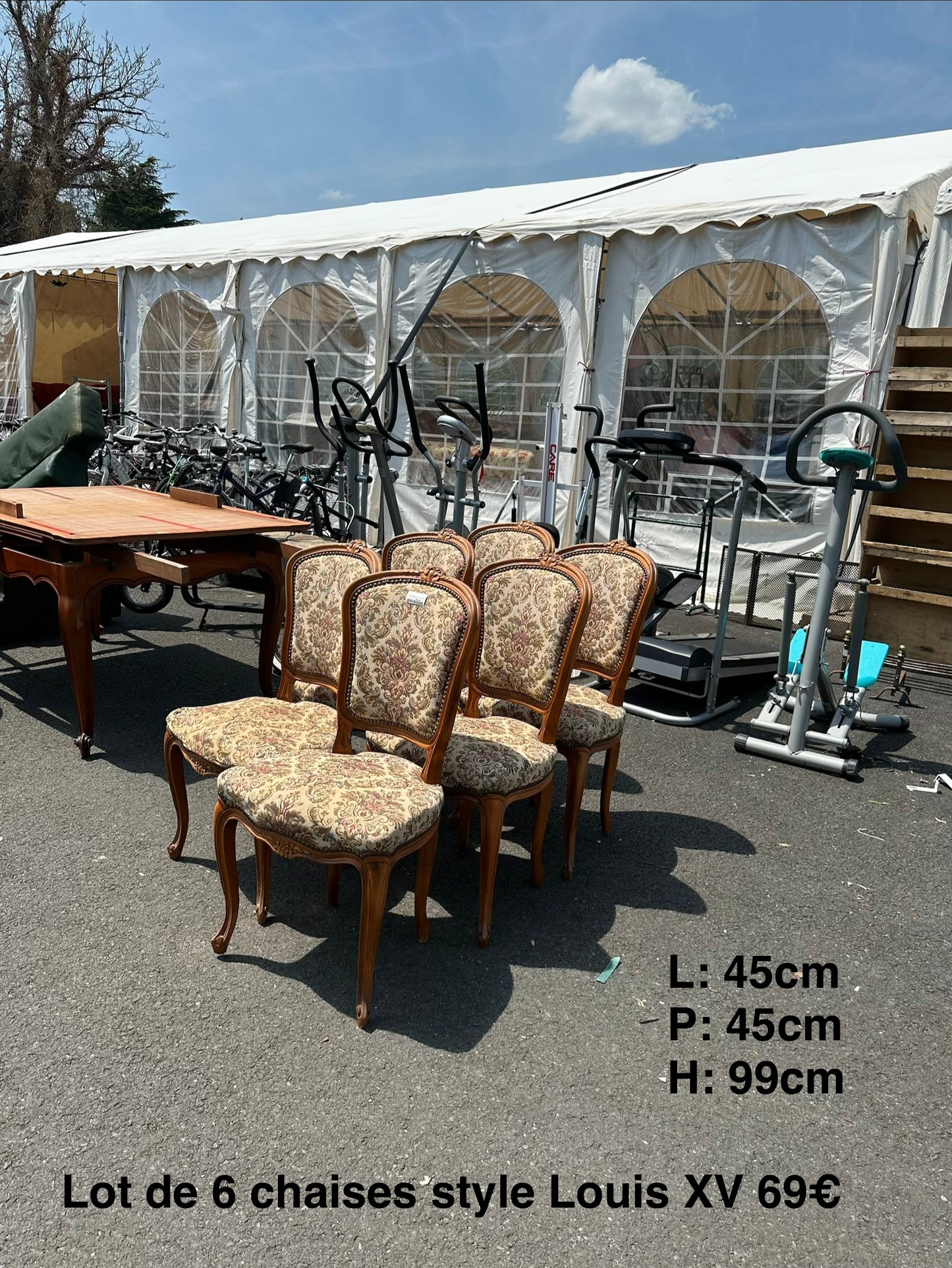Lot de 6 chaises style Louis XV 064594