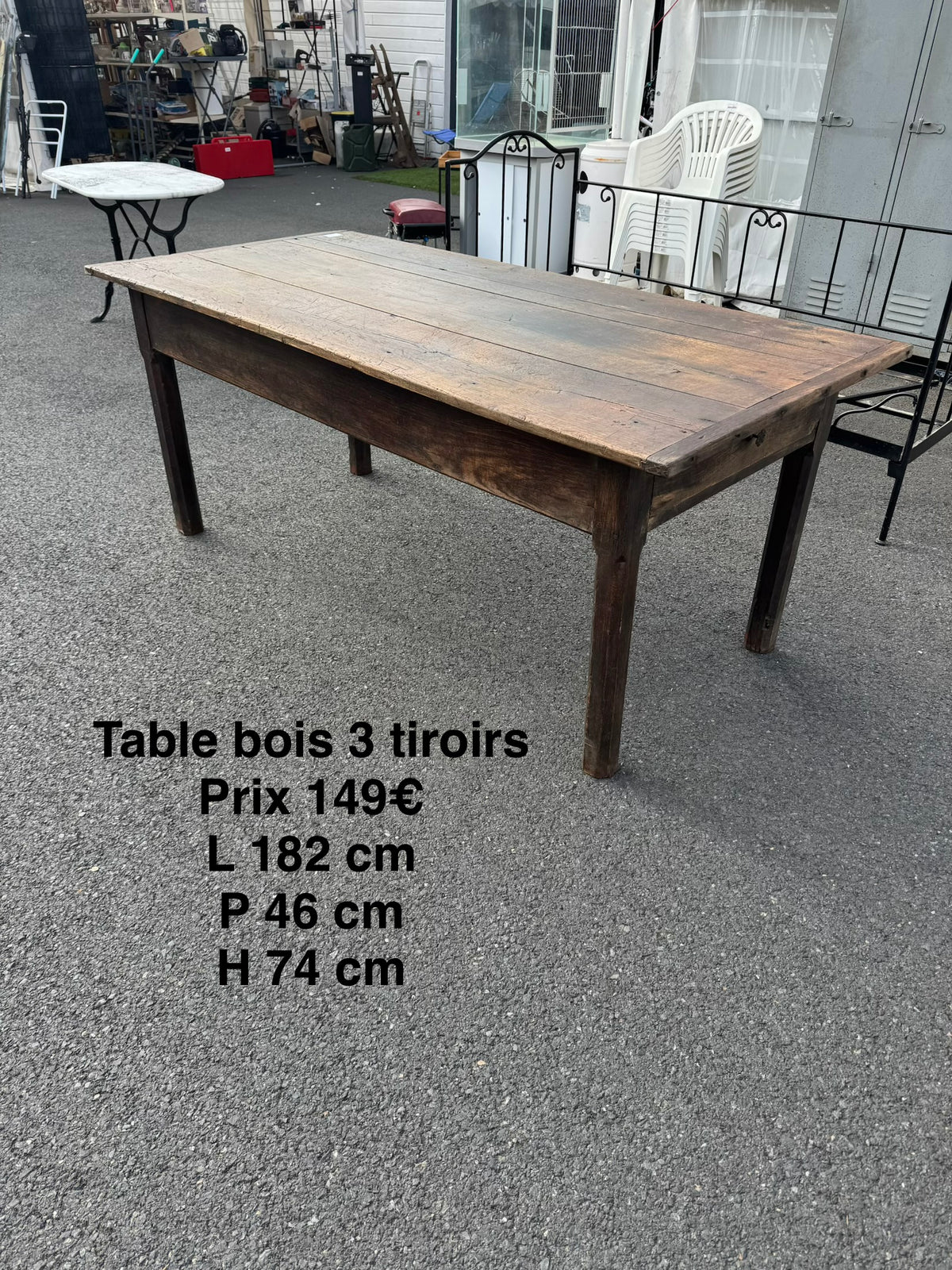 Table bois 3 tiroirs 069140