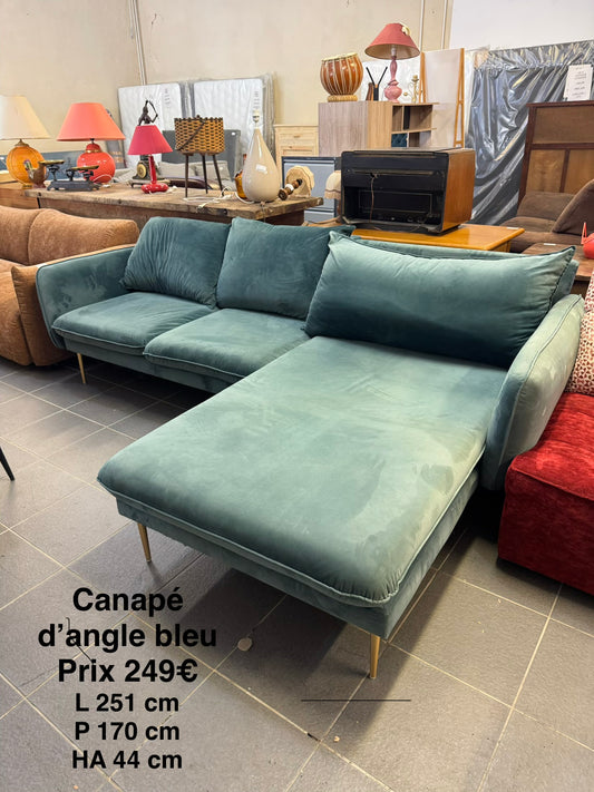 Canapé d’angle bleu 068635