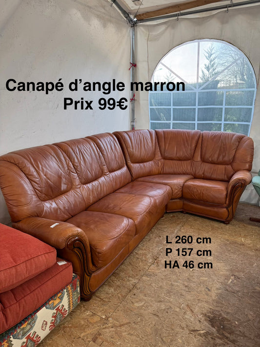 Canapé d’angle marron 052383