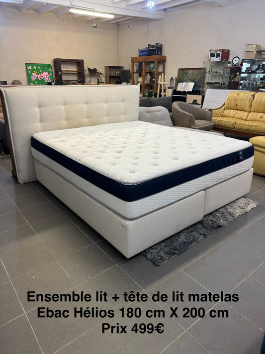 Ensemble lit matelas Ebac Hélios 180 cm X 200 cm + tête de lit