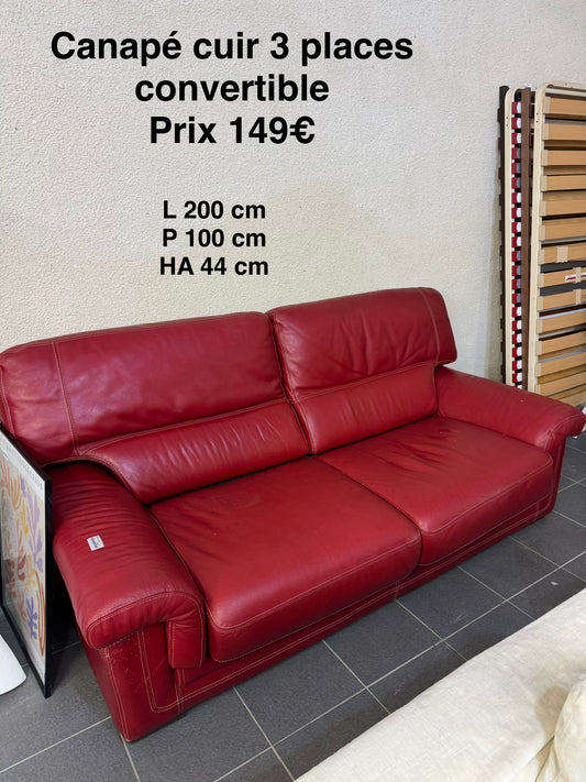 Canapé cuir 3 places convertible 062557