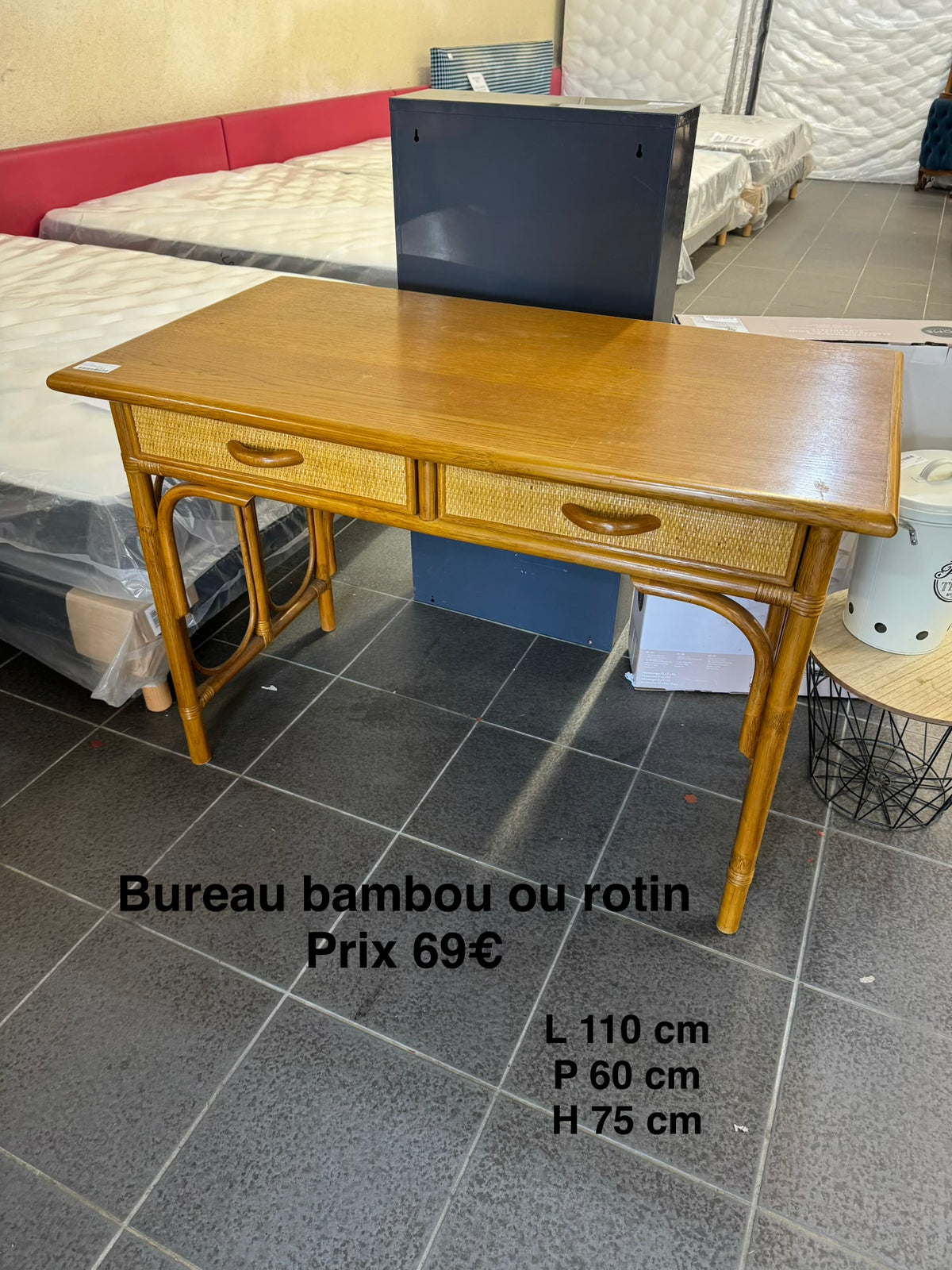 Bureau Bambou rotin 068451