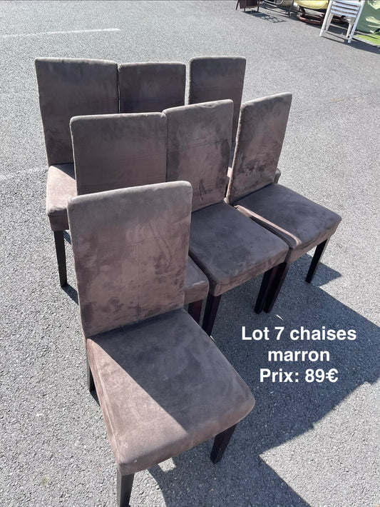 Lot 7 chaises marron