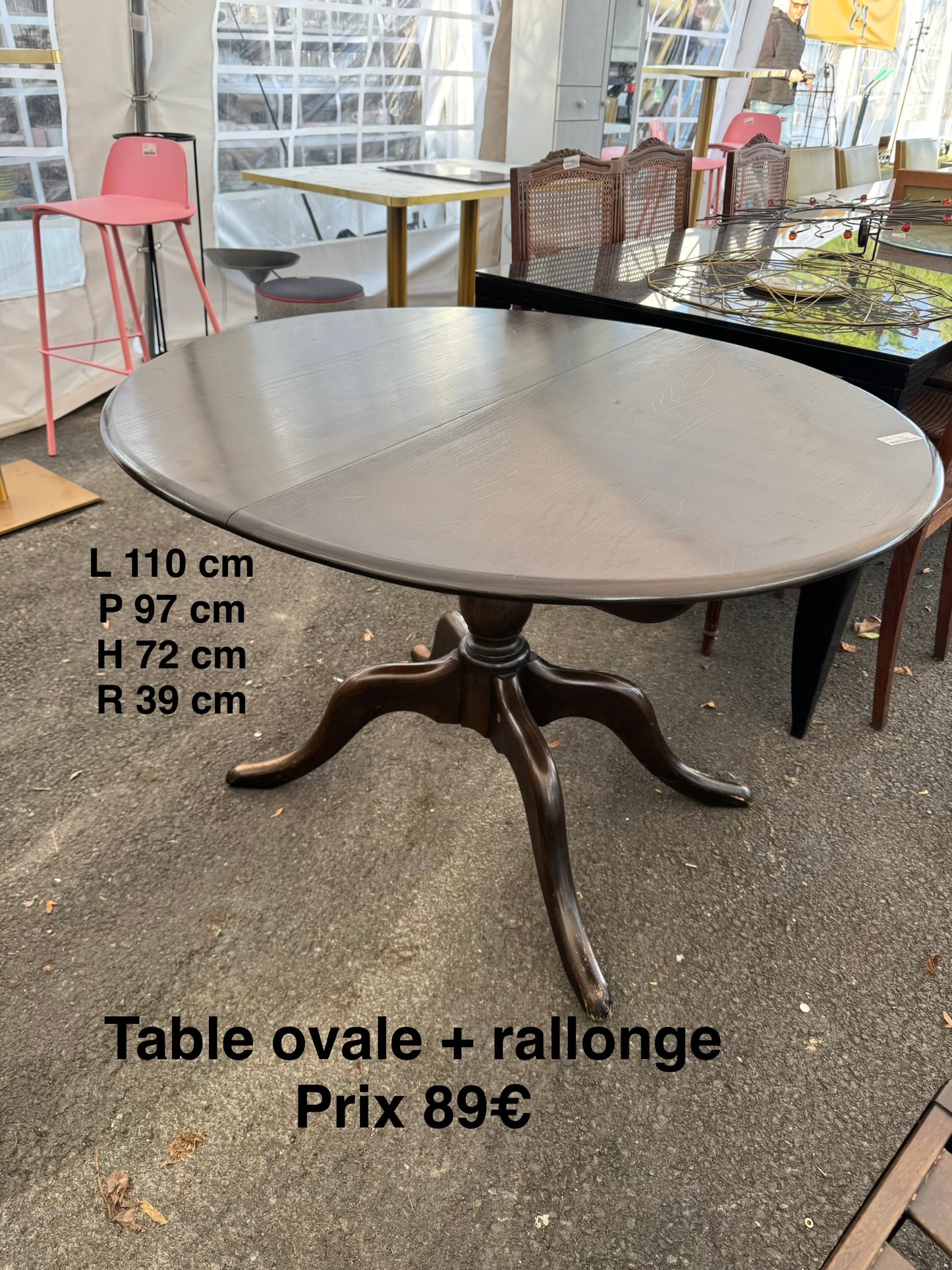 Table ovale + rallonge 051290