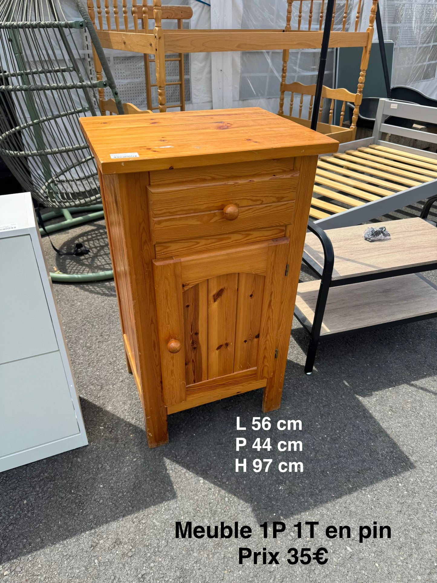 Meuble 1P 1T en pin 064552
