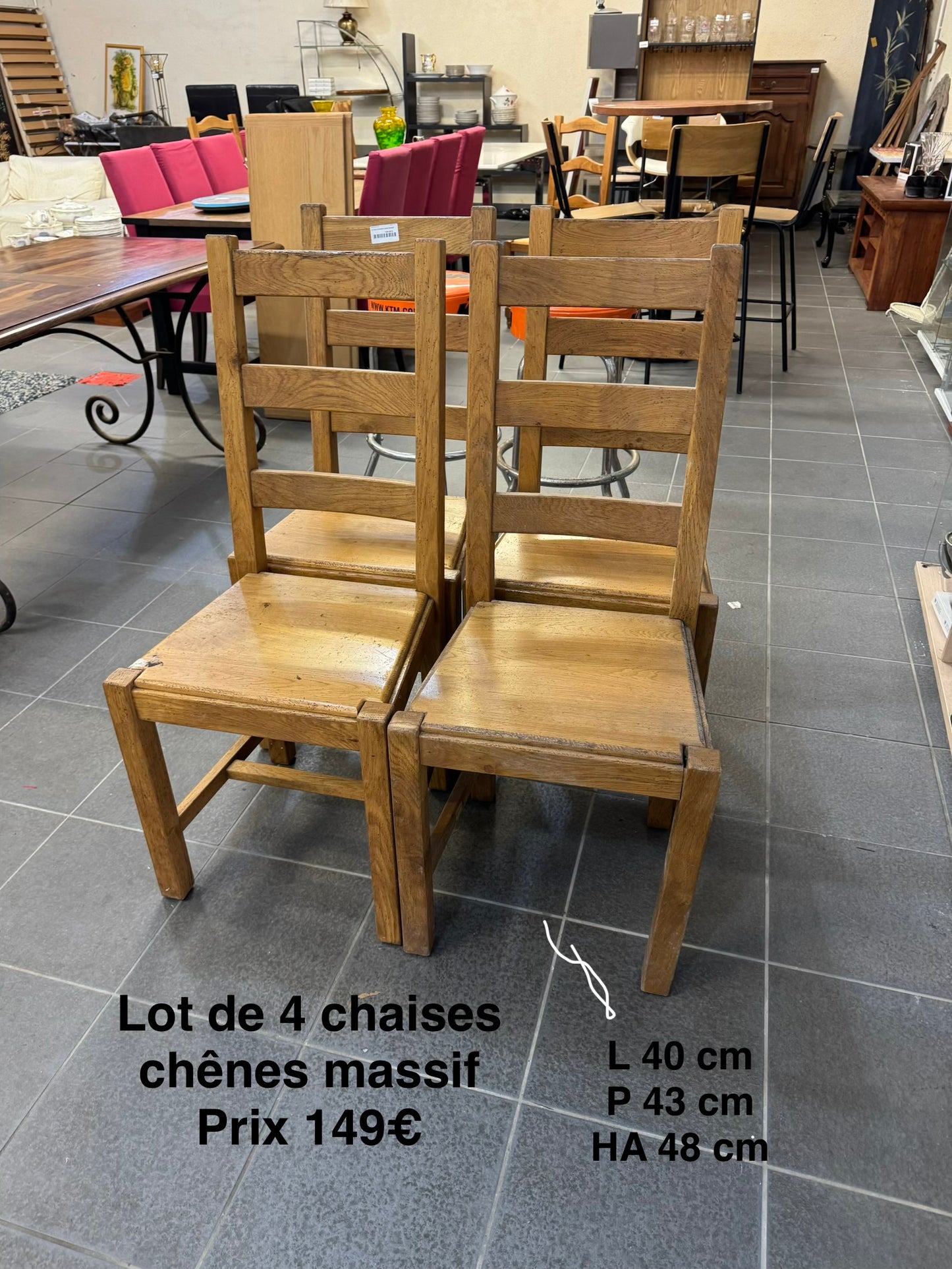 Lot de 4 chaises chêne massif 062709