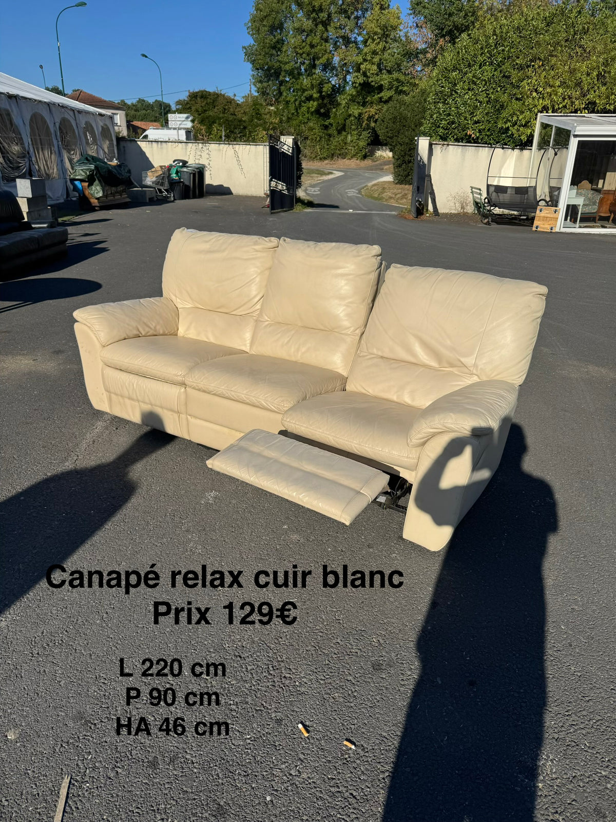 Canapé relax cuir blanc 068724