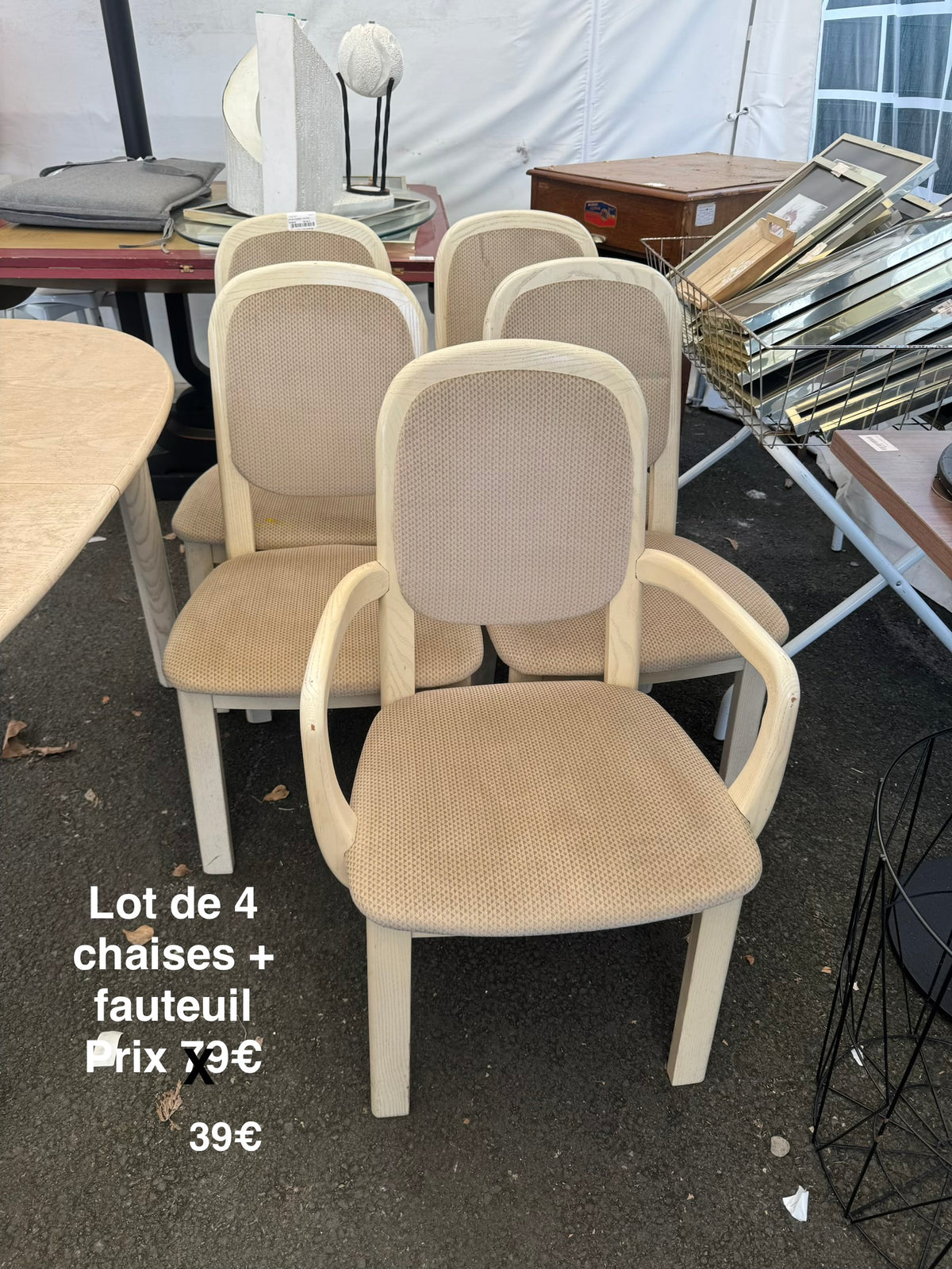 Lot de 4 chaises + fauteuil 063416