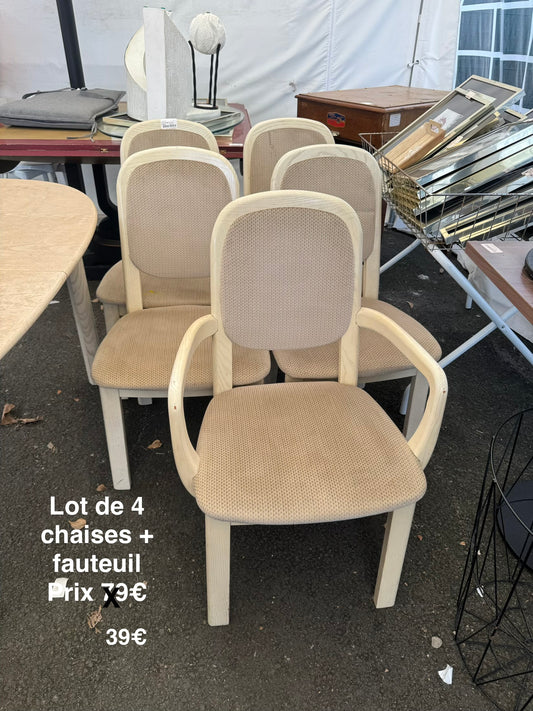 Lot de 4 chaises + fauteuil 063416