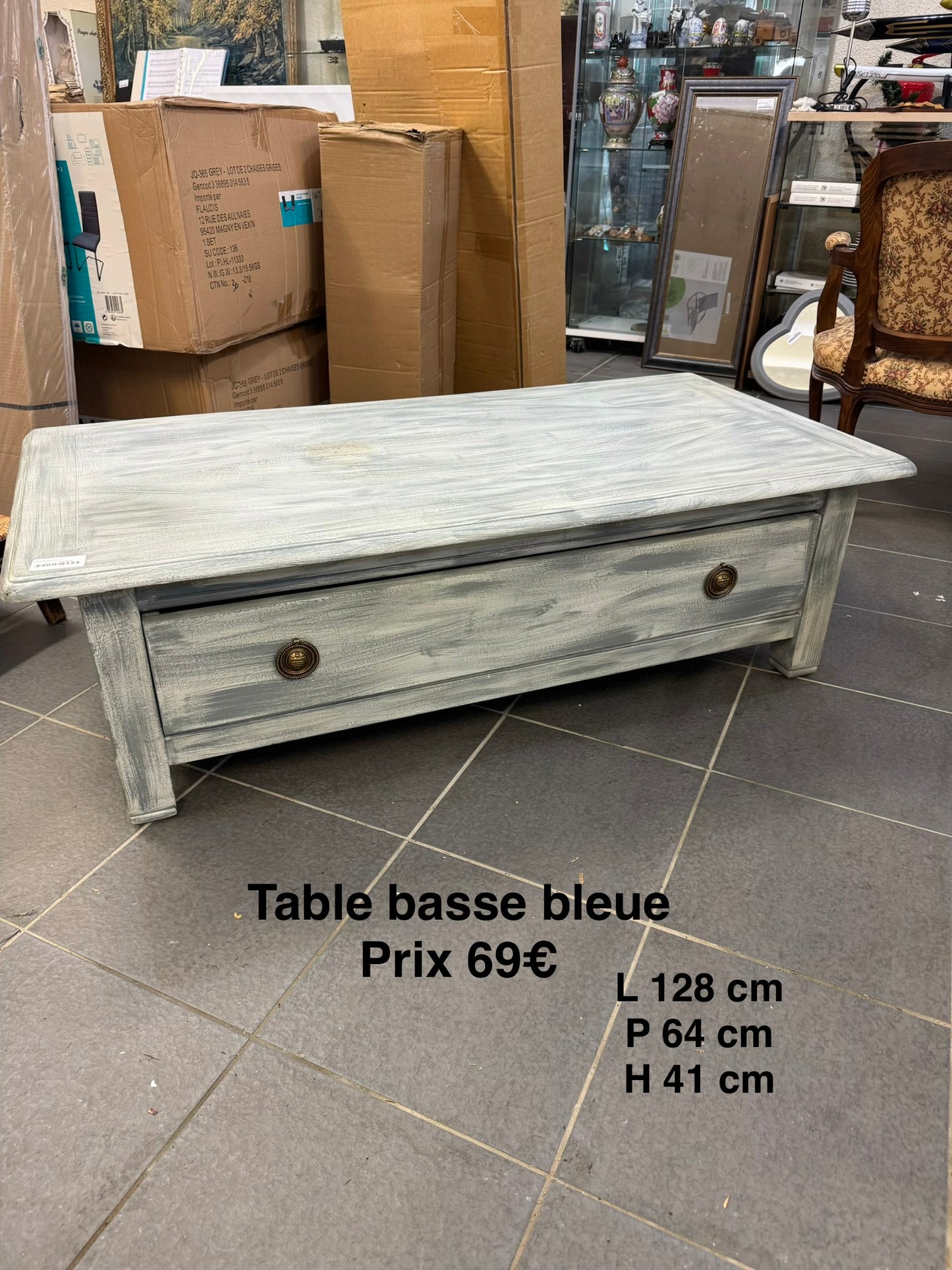 Table basse bleue 066417