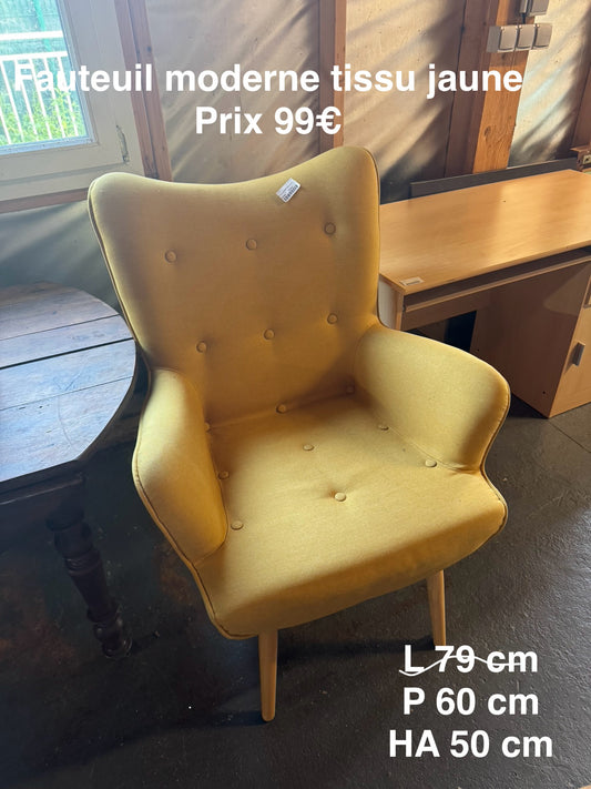 Fauteuil moderne tissu jaune 041298