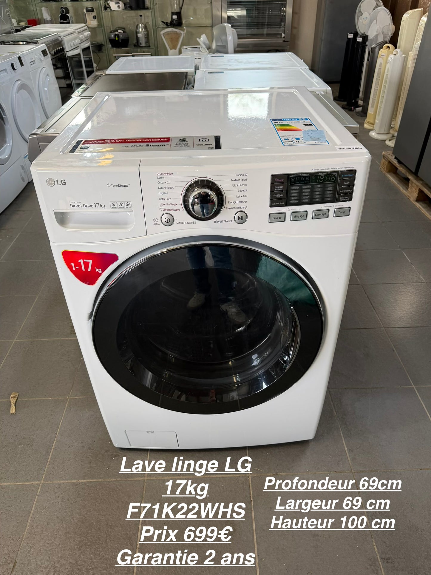 Lave linge LG 17 kg F71K22WHS 060183