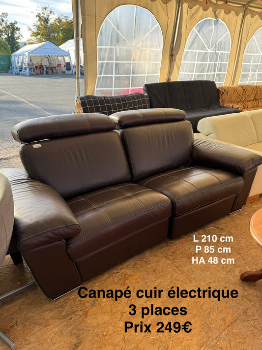 Canapé cuir relax électrique 3 places 049588