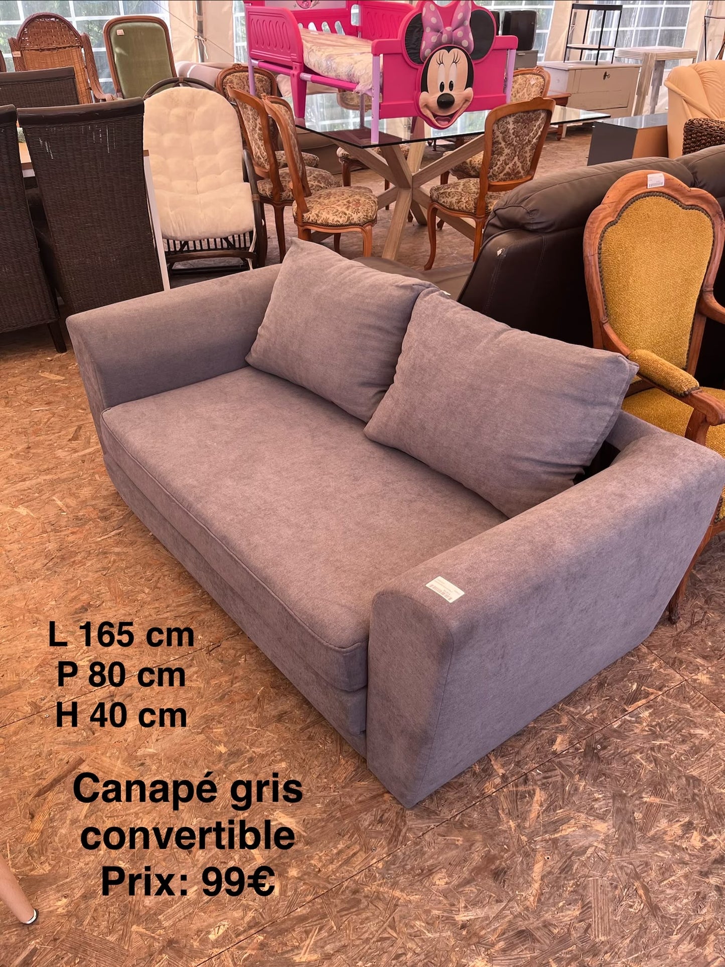 Canapé gris convertible 066836