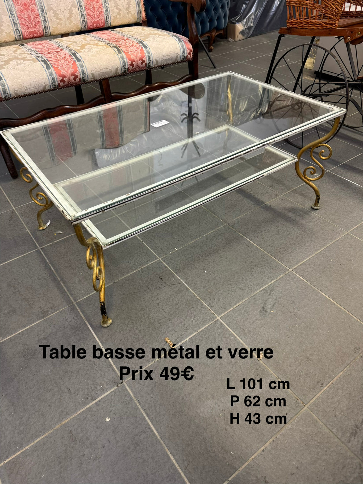 Table basse métal et verre 068547