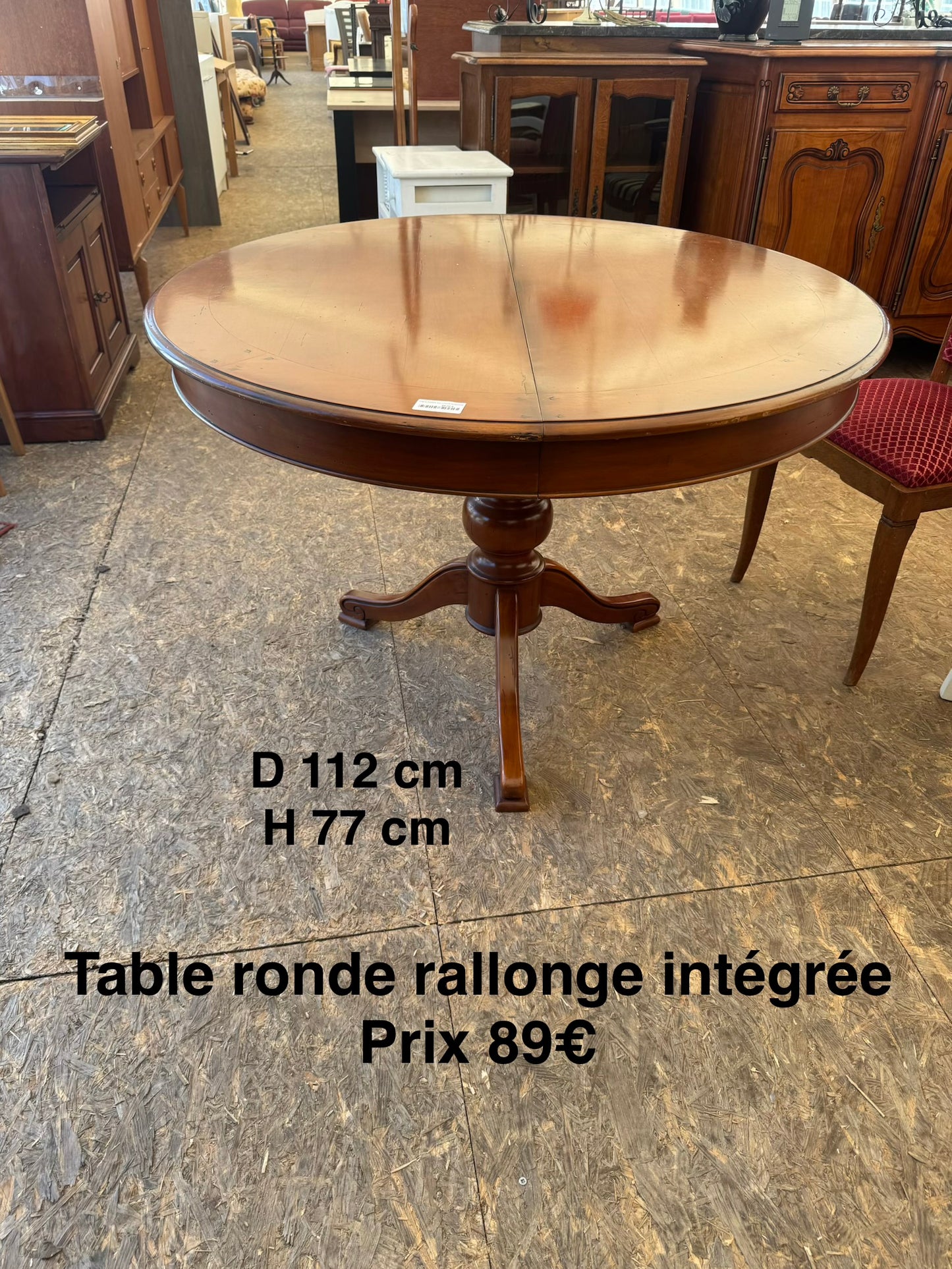 Table ronde + rallonge intégrée 063724