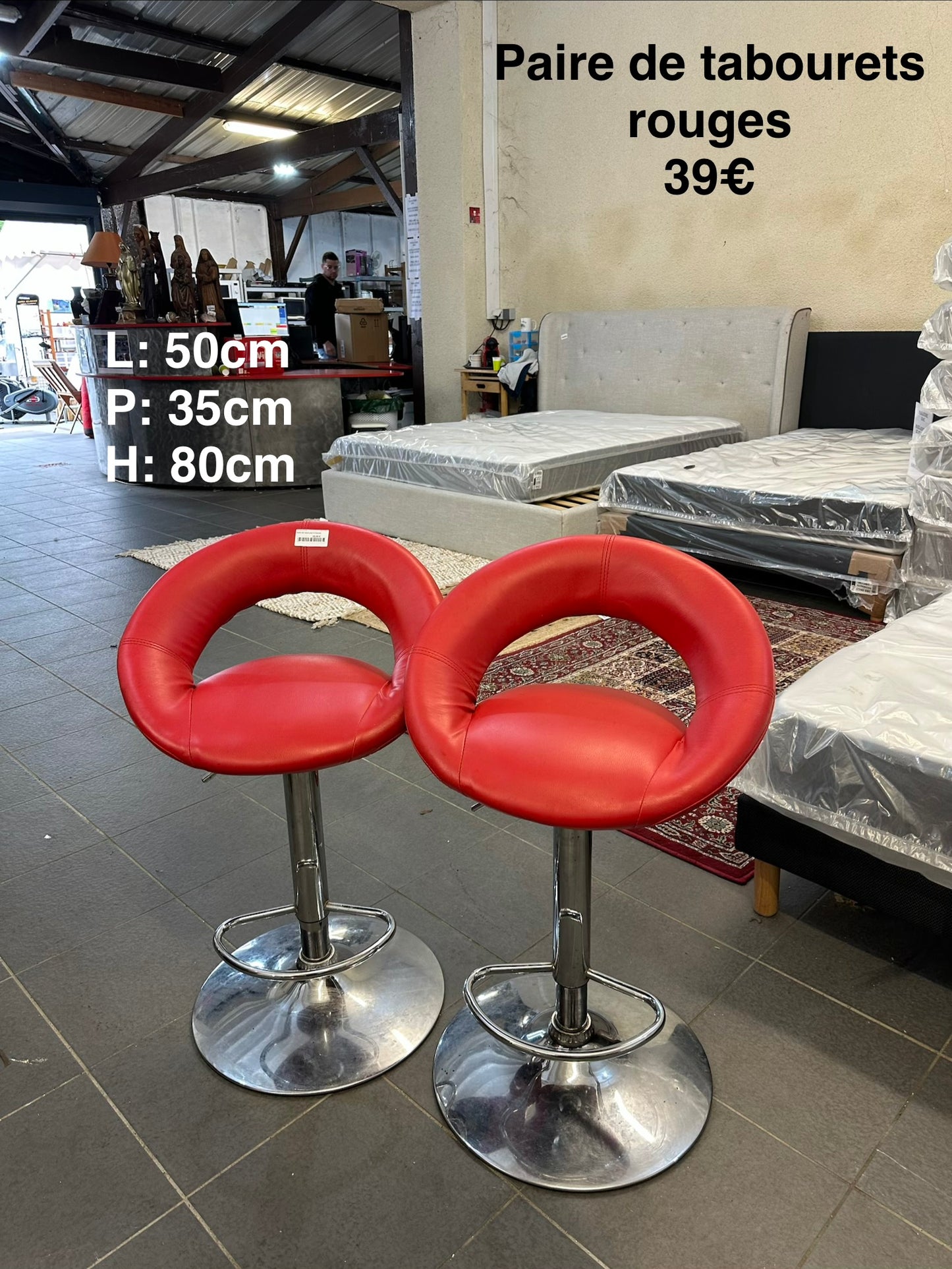 Paire de tabouret rouge 061166