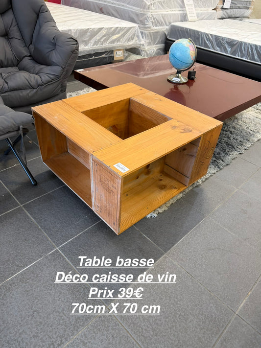 Table basse déco caisse de vin 062157